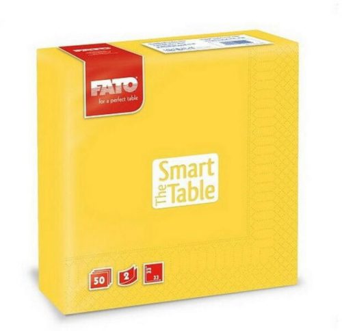 FATO Smart Table 33x33 szalvéta, 2 rétegű, sárga, 1/4-es hajtás, 50 lap/csomag